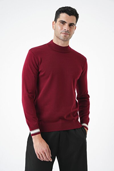CHUBA Men's Claret Red Half Fisherman Knitwear Sweater 20w153