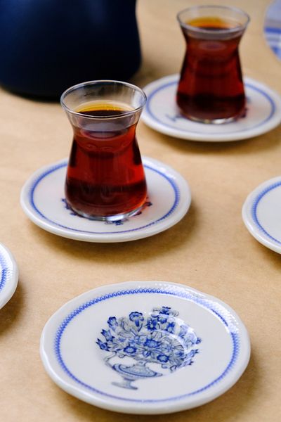 tabakevi Tabak House Porcelain Fulya Antique Tea Cup Set 12 Pieces for 6 People