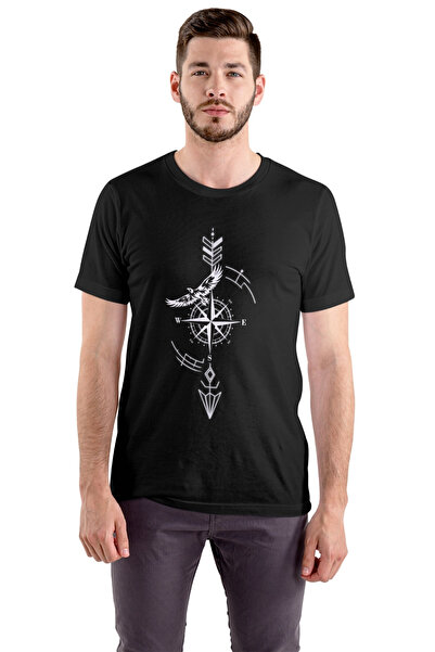 Texclusive Majica sa štampanim kompasom, crna unisex majica