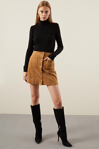 TENA Women's Black Corded Fabric Fisherman Knitwear Sweater