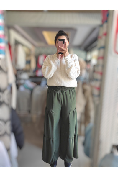 Sublime Butik Ayrobin Loose ψηλόμεση φούστα Παντελόνι Χακί