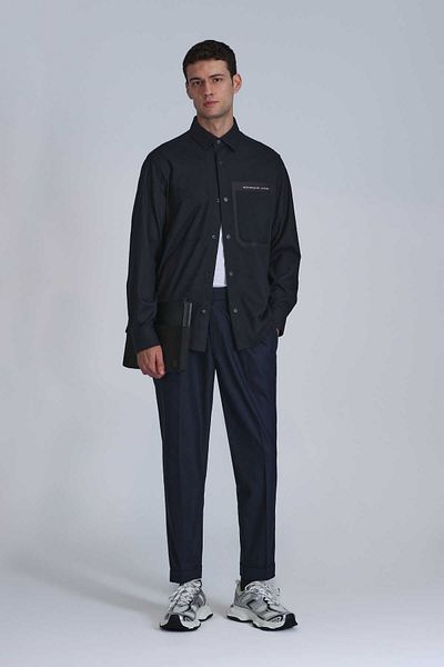 Lufian Men's Hard Basic Shirt Slim Fit - Dark Navy