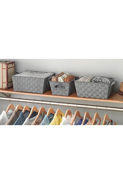 Whitmor 3-Piece Woven Strap Storage Basket Set