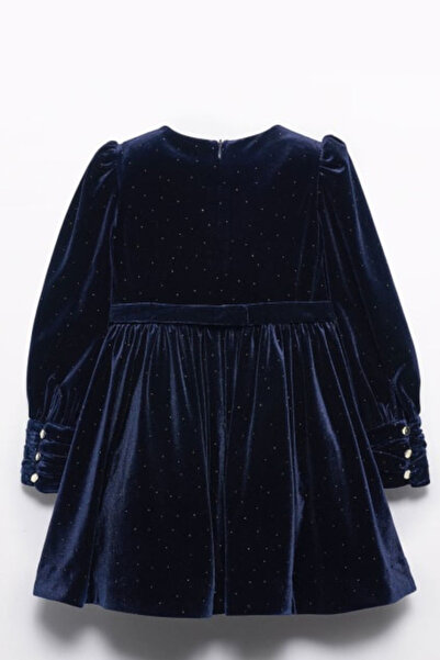 Abel & Lula Дівчача сукня з шовкового оксамиту - синя
