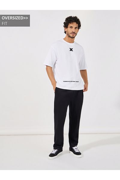 Styli Minimal Graphic Print Oversized Pure Cotton T-Shirt