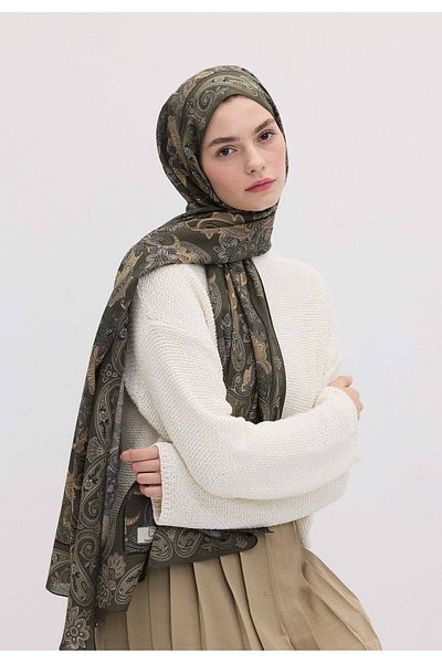 Fresh Eva Patterned Shawl - Military Khaki