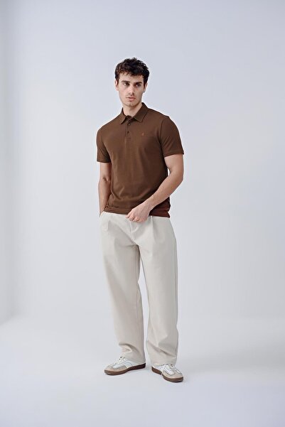 Dembu Vav tasarım baskılı polo yaka tişört K.Kahve