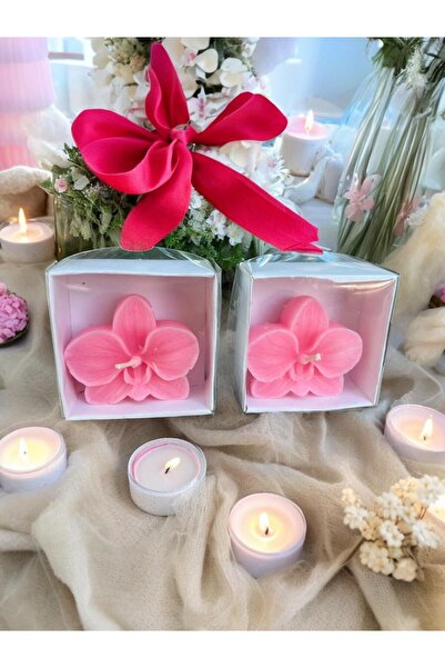 aralmini 20 Adet Beyaz Kutulu Orkide Çiçeği Mum, Hediyelik, Nişan, Düğün, Sün...