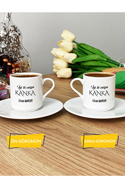 Hedizu Kişiye Özel İyi Ki Varsın Kanka Türk Kahvesi Fincanı Beyaz Arkadaşa He...