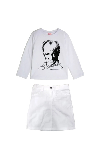 nacar çarşı Tricou alb cu mânecă lungă pentru fete, model Ataturk, Combinație...