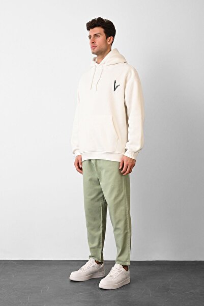 Dembu Elif Tasarım Kapüşonlu Beyaz 3 İplik Şardonlu Sweat 24'