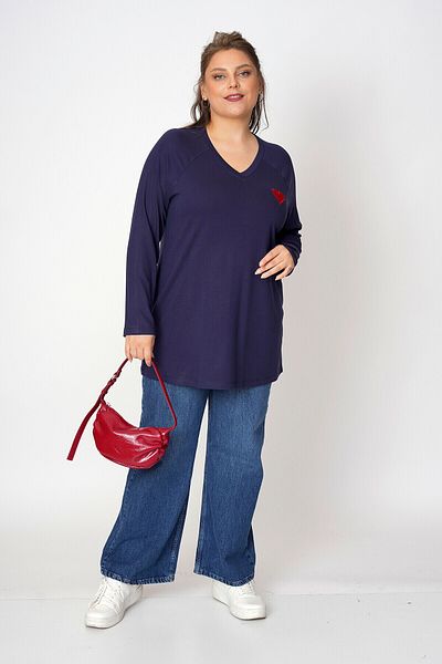 Büyük Moda Pulover tricotat subțire cu broderie inimă