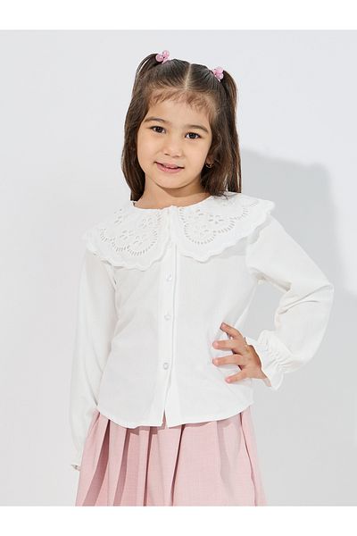 Styli Schiffli Collar Textured Shirt