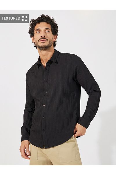 Styli Textured Relaxed Fit Shirt with Button Placket