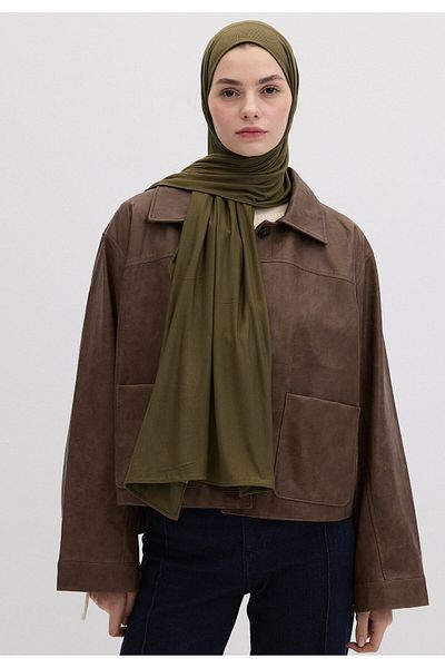 Fresh Military Khaki Bamboo Combed Shawl