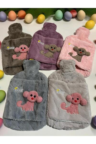 Layrol Peluş Kılıflı Köpek Emojili Sıcak Su Torbası 2 LT Cepli El Geçmeli Sıcak Su Torbası