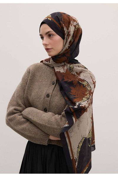 Fresh Navy Blue Sienna Patterned Shawl