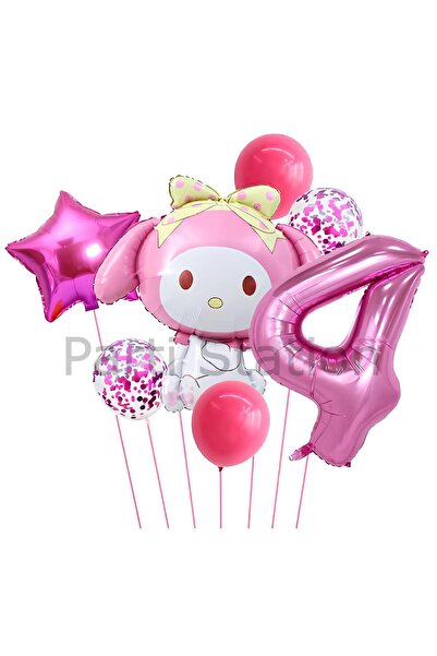 Parti Station Sanrio Kuromi Melody 4 Yaş Balon Set Anime Hello Kitty Kuromi M...