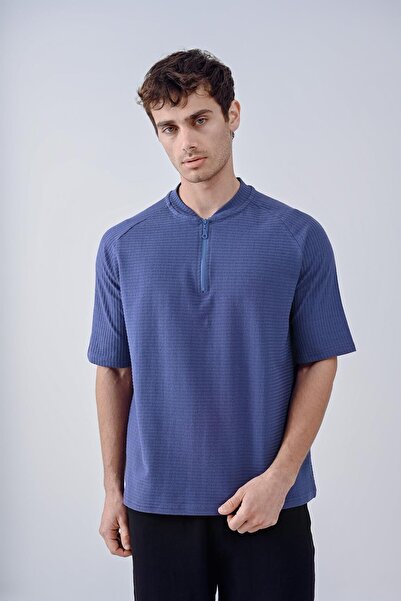 Dembu Fermuarlı Tişört Lacivert