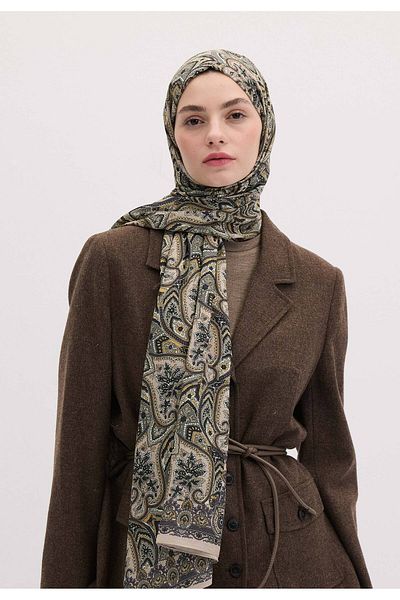Fresh Coffee Color Vintage Echo Patterned Shawl