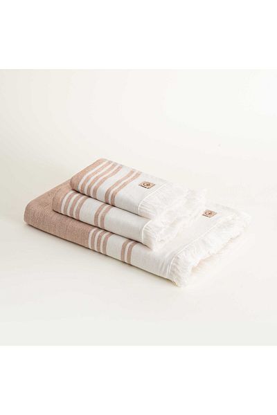 Ecocotton Σετ πετσετών Erva 3 τεμαχίων - 100% οργανικό βαμβάκι και λινό, Melange Terra