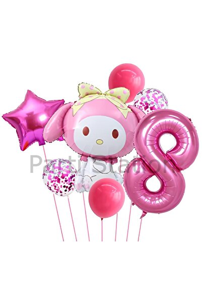 Parti Station Sanrio Kuromi Melody 8 Yaş Balon Set Anime Hello Kitty Kuromi M...