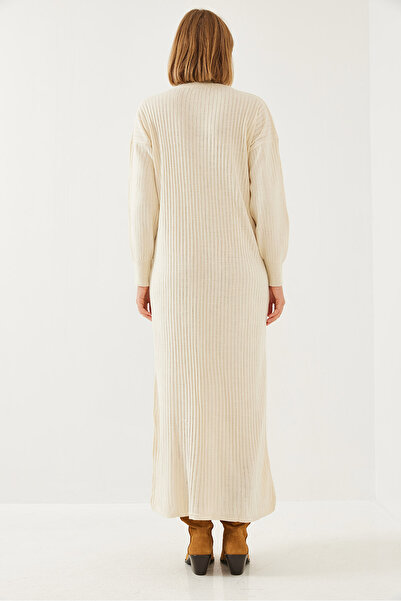 Bianco Lucci Γυναικείο μακρύ πλεκτό φόρεμα με φερμουάρ 15839 60351143