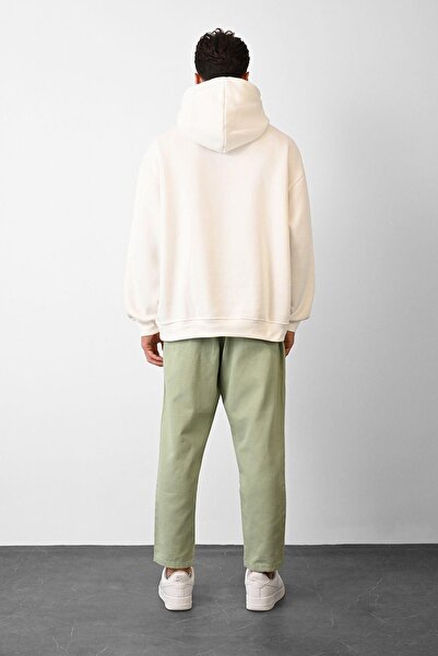 Dembu Elif Tasarım Kapüşonlu Beyaz 3 İplik Şardonlu Sweat 24'