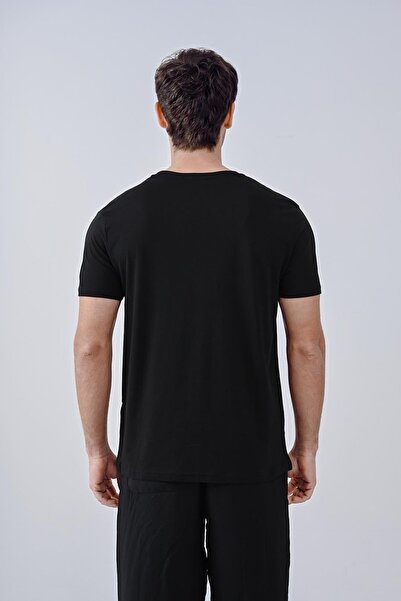 Dembu Tasarım Pamuk Bisiklet Yaka Siyah T-shirt 23'