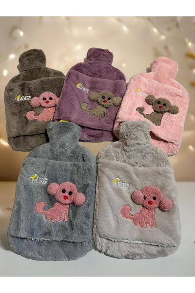 Layrol Peluş Kılıflı Köpek Emojili Sıcak Su Torbası 2 LT Cepli El Geçmeli Sıcak Su Torbası