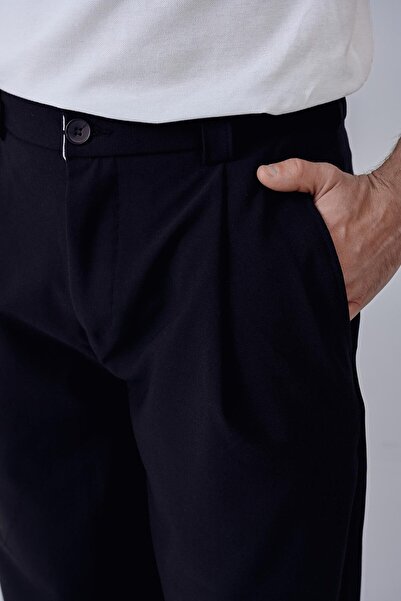 Dembu Siyah düz kumaş pantolon