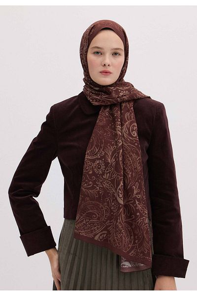 Fresh Burgundy Freesia Patterned Shawl