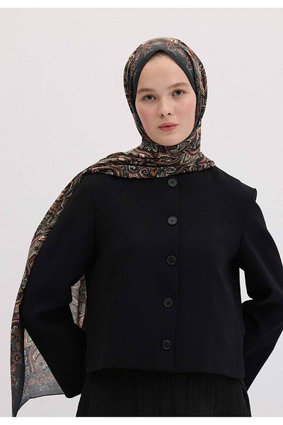 Fresh Black Vintage Echo Patterned Shawl