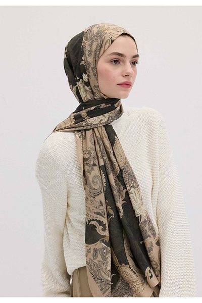 Fresh Daria Patterned Shawl - Military Khaki