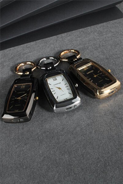 Silvio Monetti Altın Renk Saatli Anahtarlık Usb Şarjlı Çakmak 24csm894usbr02