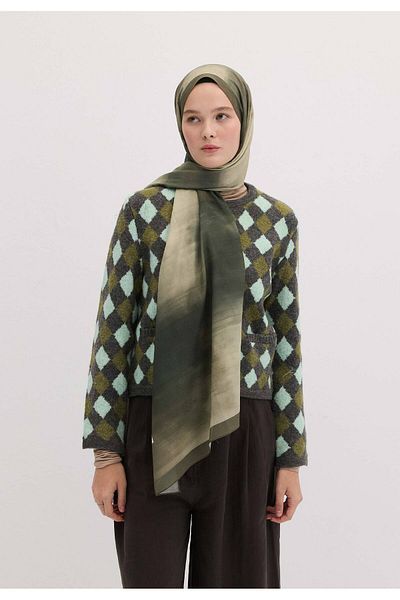 Fresh Tie Dye Patterned Shawl - Smoke Fabric