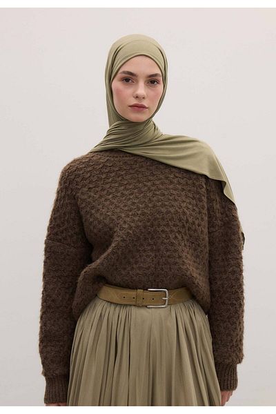 Fresh Khaki Bamboo Combed Shawl