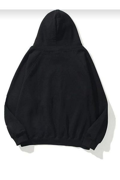 Moda Işık Hanorac de bază cu glugă neagră - Hanorac imprimat, 100% bumbac