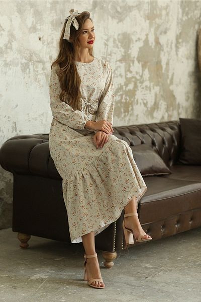KÜÇÜĞÜM BUTİK نمط كريمي حجاب صغير مزين بالزهور مزيج الأم والابنة (فقط للبيع)