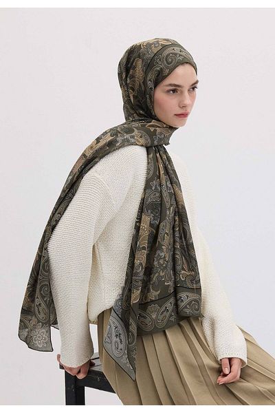 Fresh Eva Patterned Shawl - Military Khaki