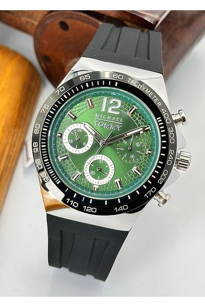 MICHAEL TOMMY 5 Atm Waterproof Steel Case Silicone Cord Men's Wristwatch