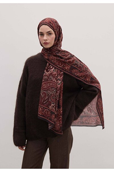 Fresh DARK VINTAGE DESEN ŞAL BORDO