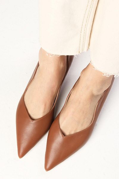 Mio Gusto Gloria Genuine Leather Tan Color Women's Low Heeled Shoes