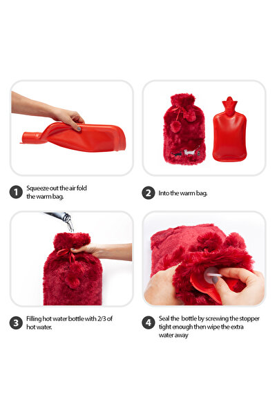 Biggdesign زجاجة ماء ساخن للقطط بغطاء مخملي ناعم سعة 68 أونصة