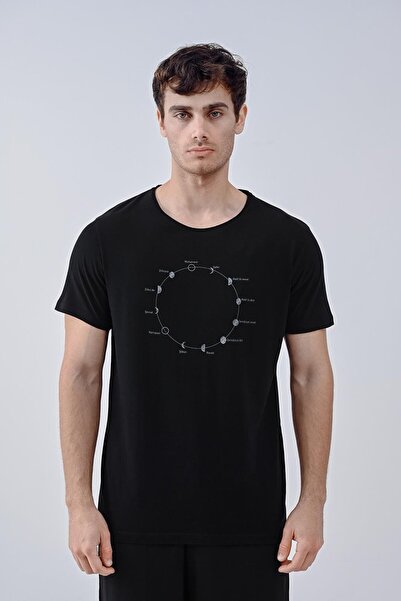 Dembu Hicri Takvim Tasarım Pamuk Siyah T-shirt