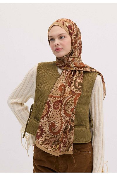 Fresh Asenath Patterned Brick Color Shawl