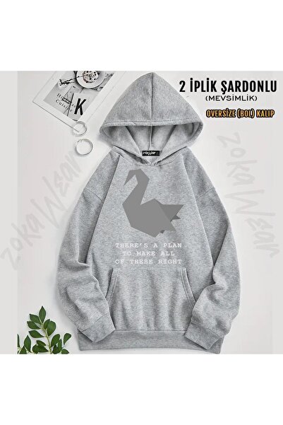 ZOKAWEAR Prison Break Plan Baskılı Oversize Kapüsonlu duks - KSNUMKS plik