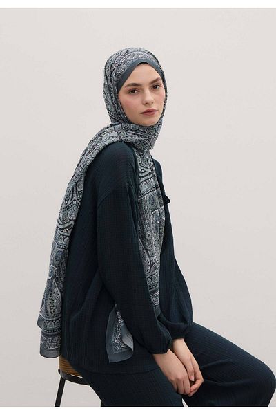 Fresh Nordic Paisley Patterned Shal Ocean