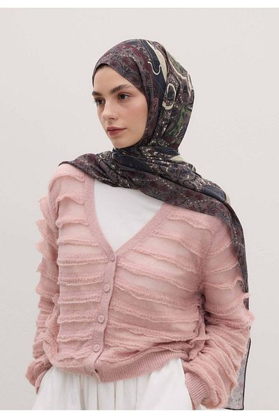 Fresh Dark Purple Paisley Pattern Etnic Shawl