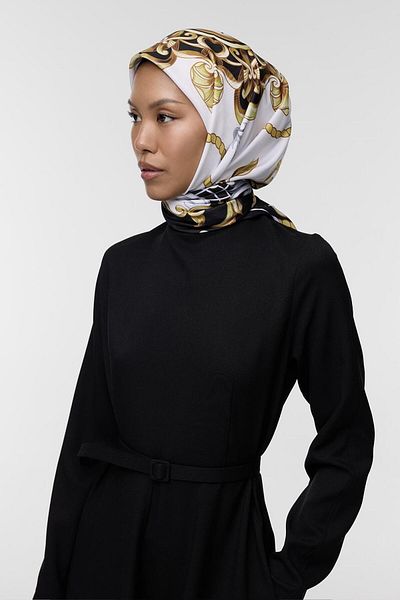 Qef Carina Patterned Twill Silk Scarf
